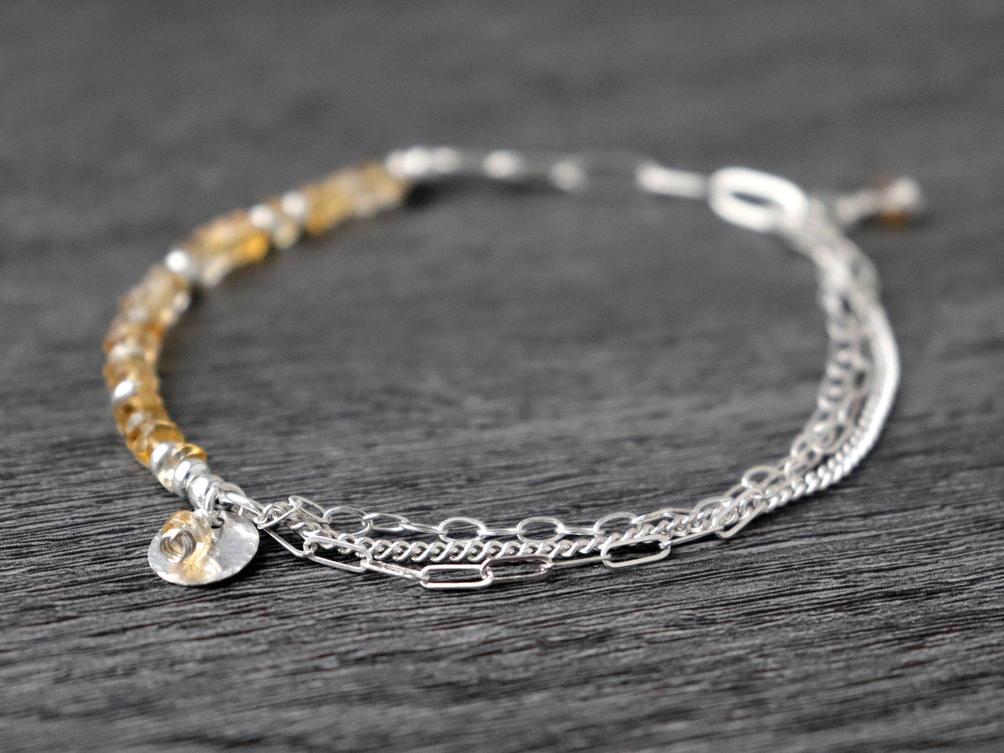 Citrine and Mixed Chains Bracelet