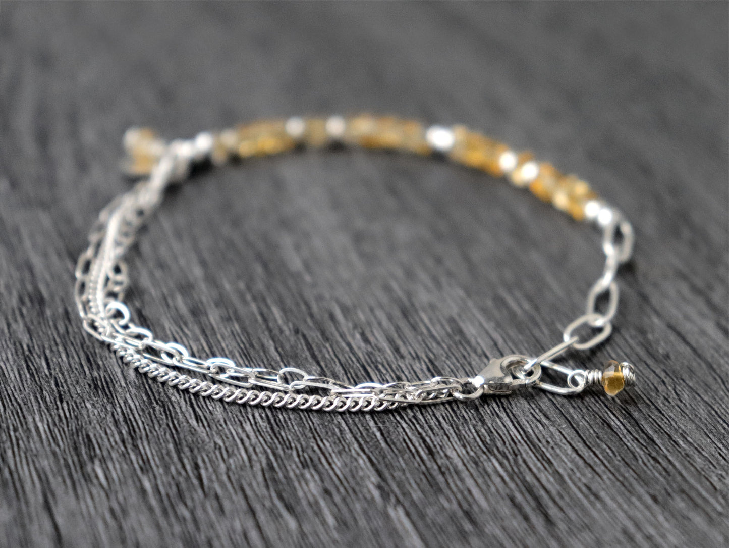 Citrine and Mixed Chains Bracelet