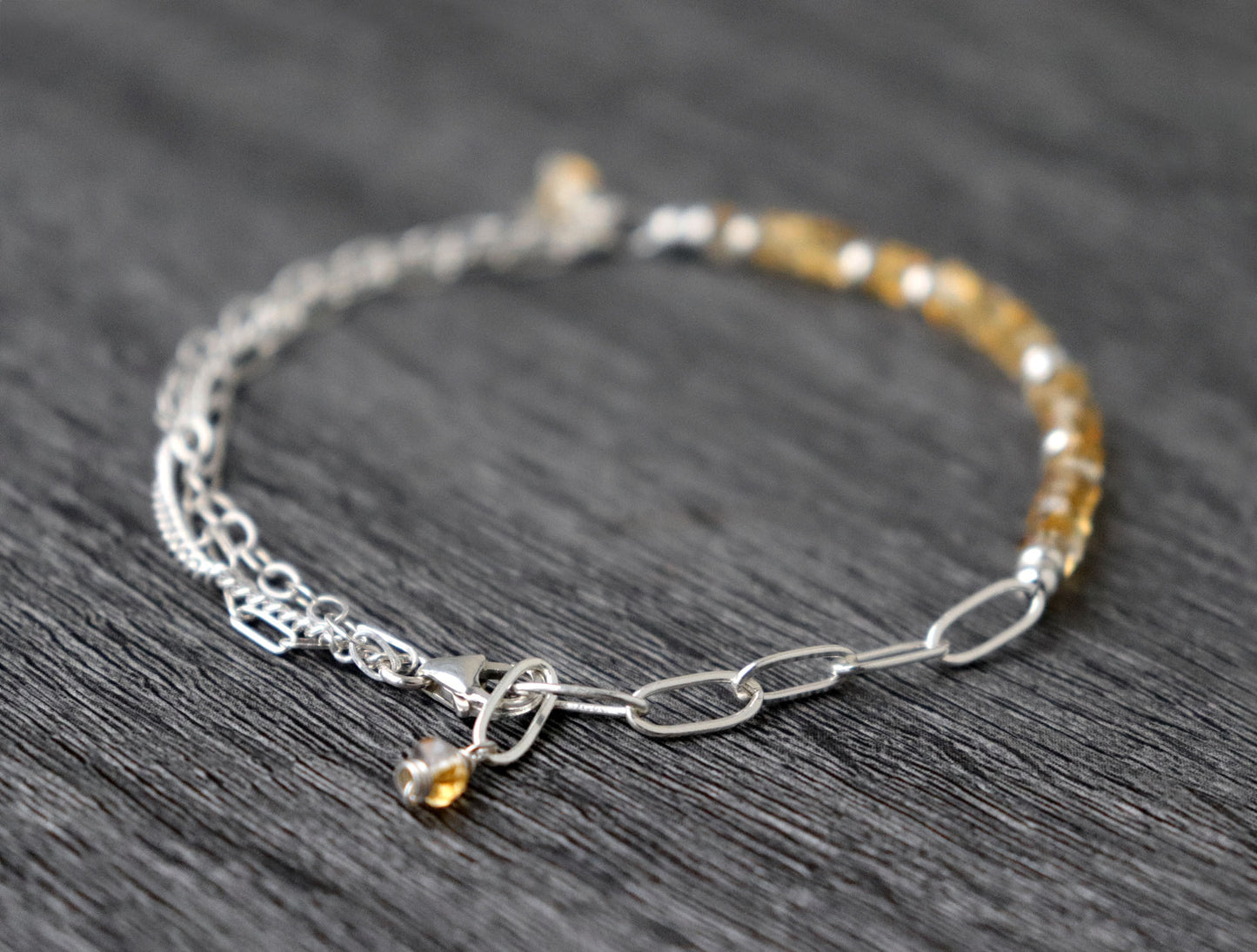 Citrine and Mixed Chains Bracelet