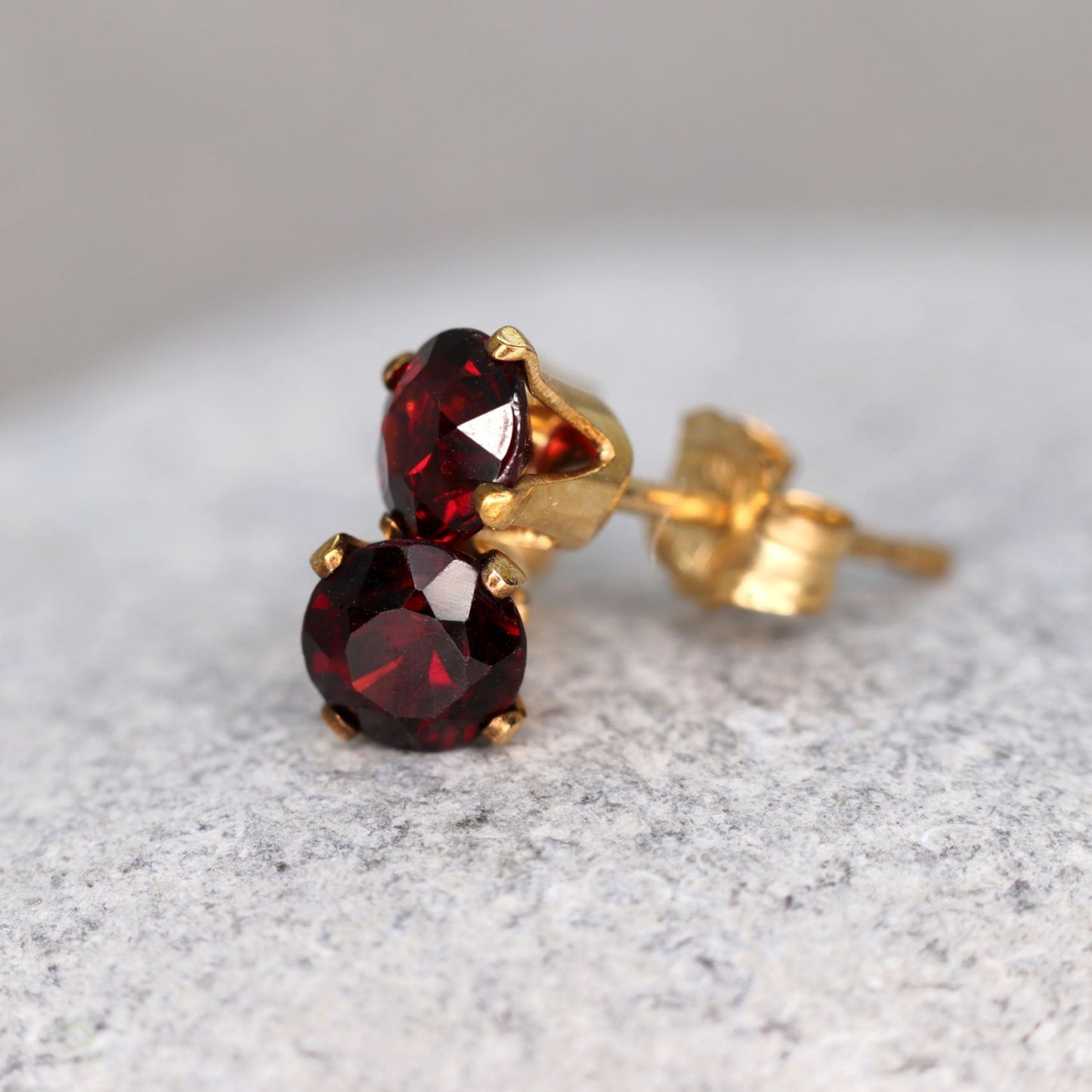 Faceted Garnet Stud Earrings