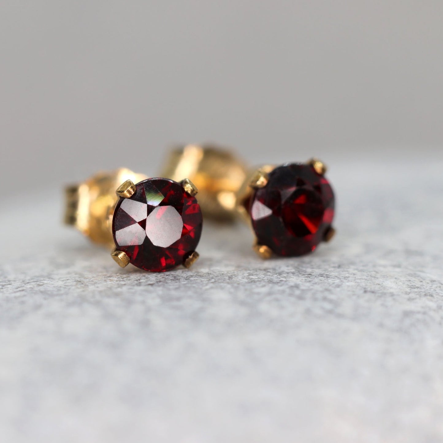 Faceted Garnet Stud Earrings