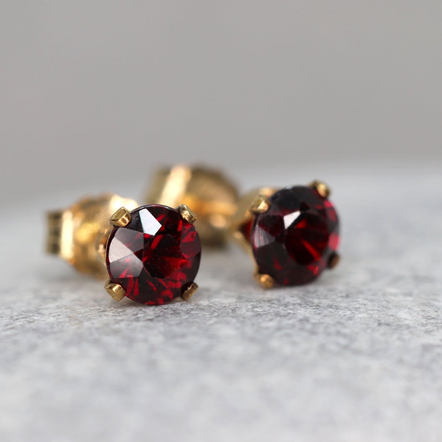 Faceted Garnet Stud Earrings