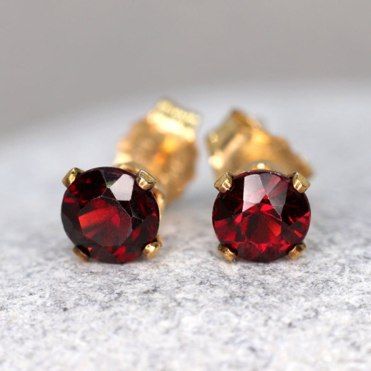 Faceted Garnet Stud Earrings