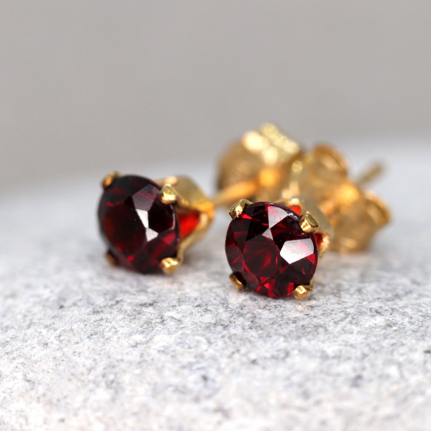 Faceted Garnet Stud Earrings