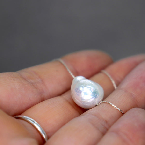 Floating Nucleated Edison Freshwater Pearl Necklace