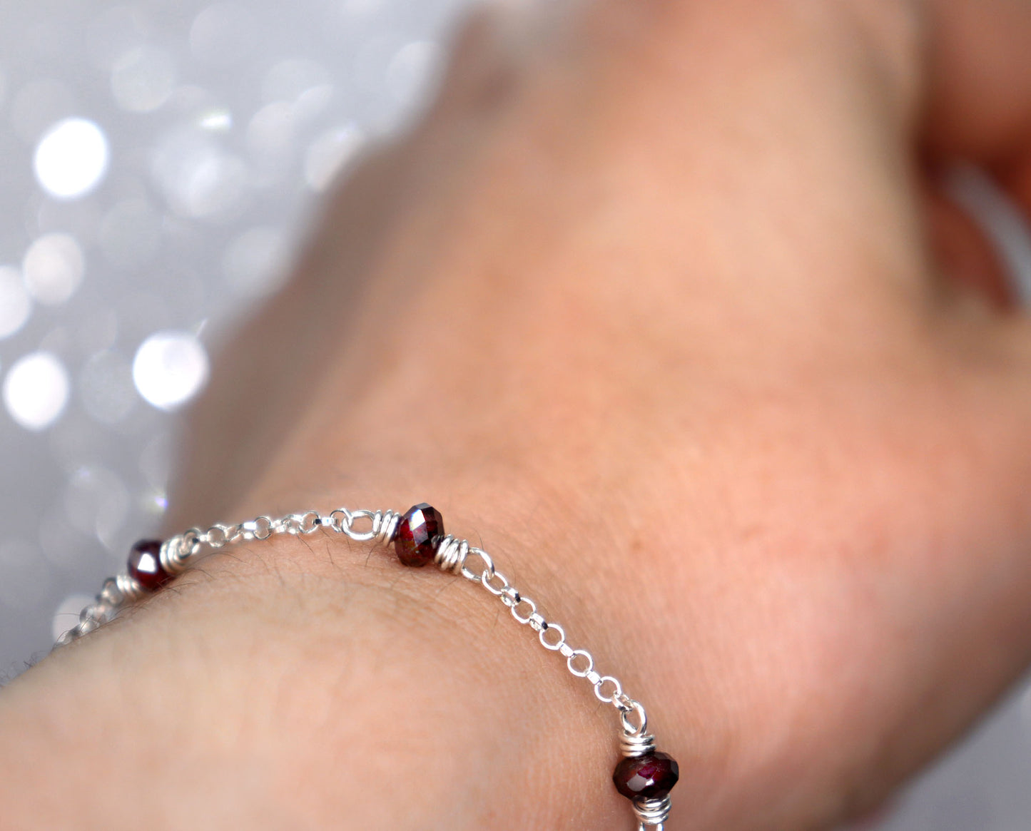 Red Garnet Chain Bracelet