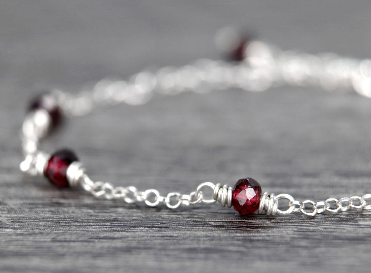 Red Garnet Chain Bracelet