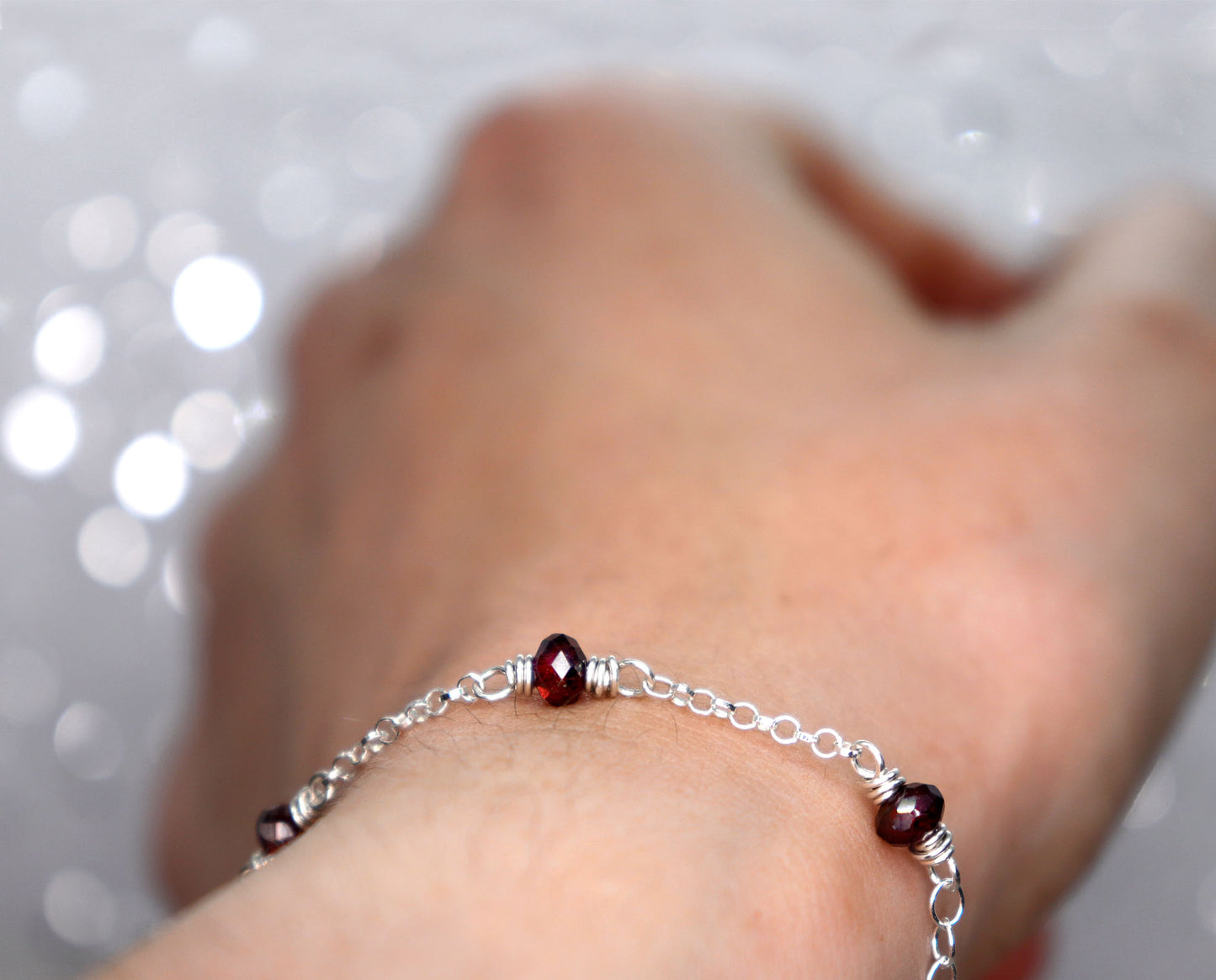 Red Garnet Chain Bracelet