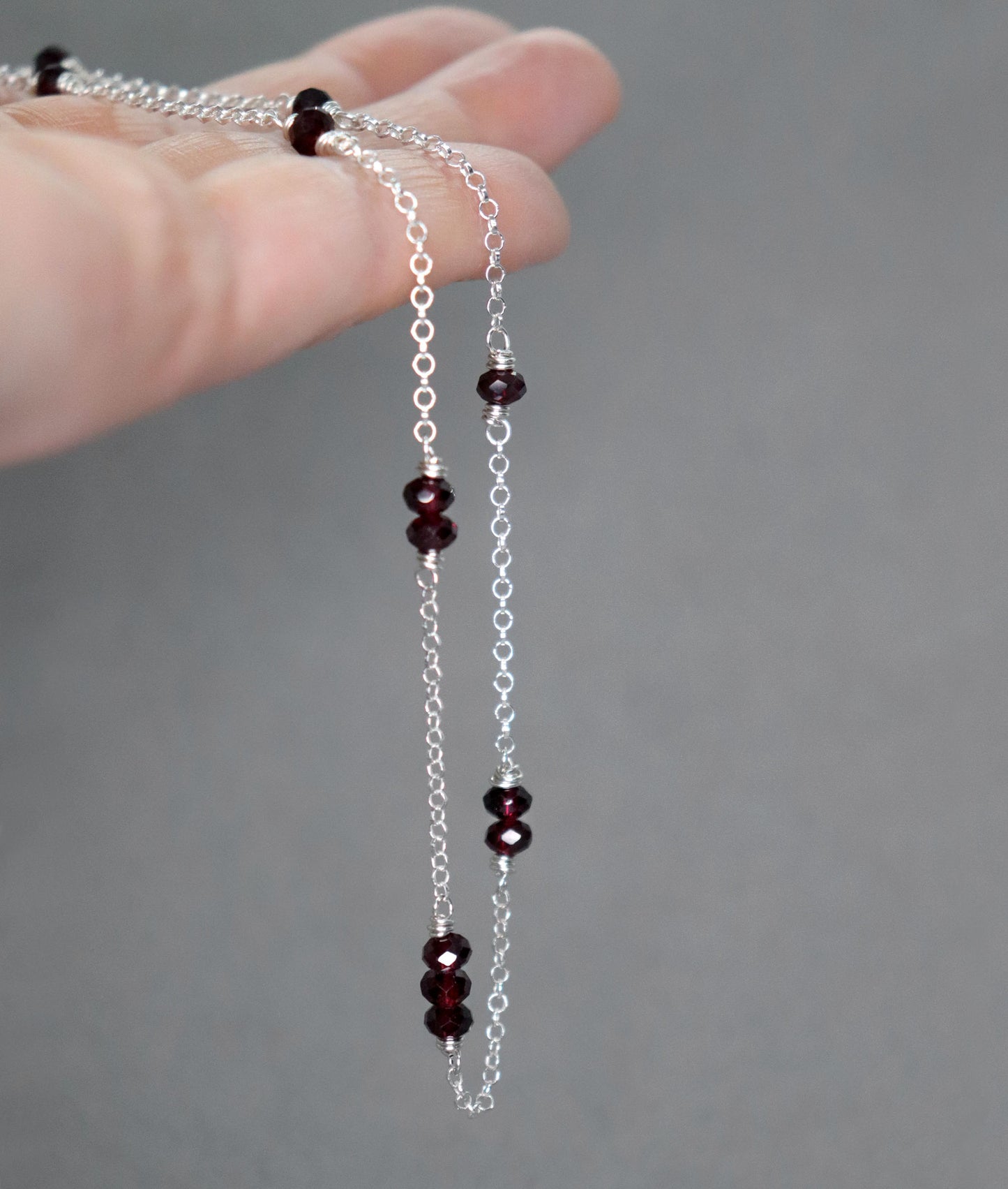 Red Garnet Chain Necklace / Choker