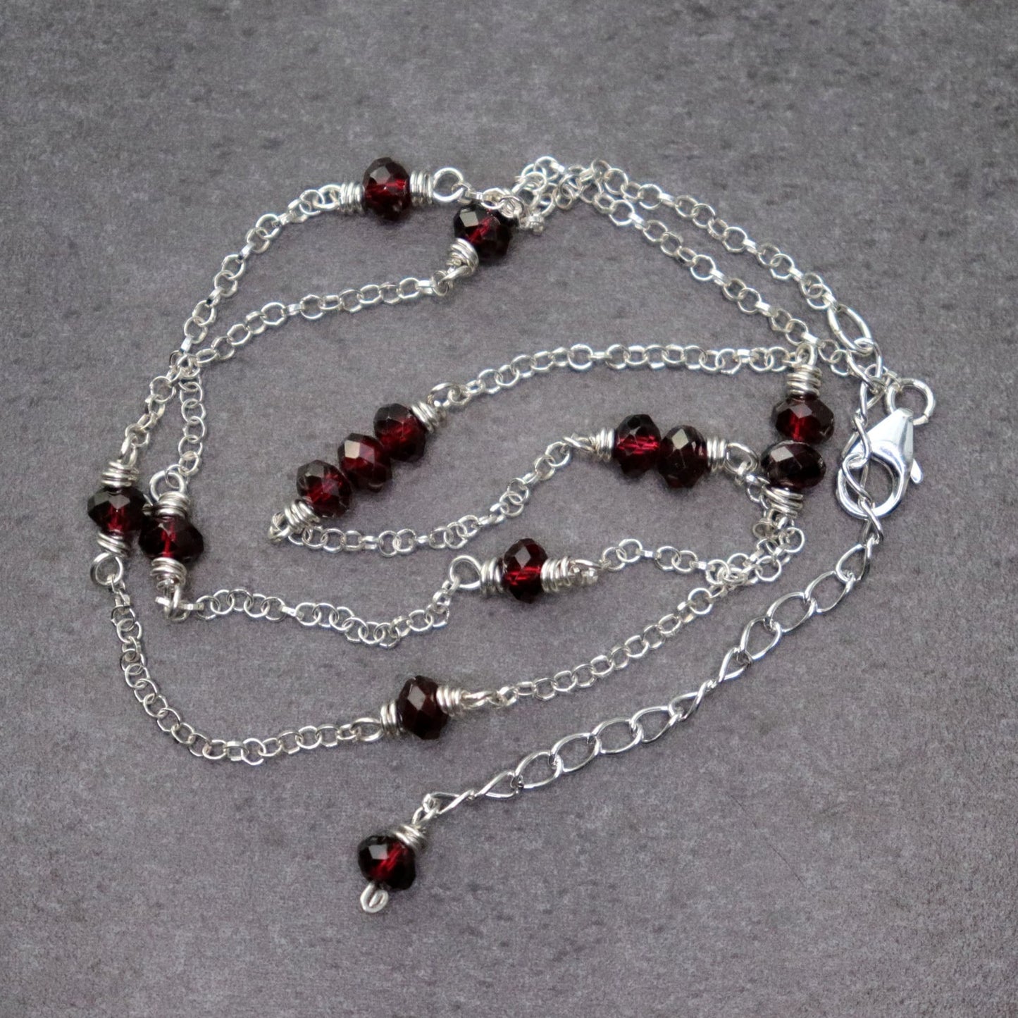 Red Garnet Chain Necklace / Choker