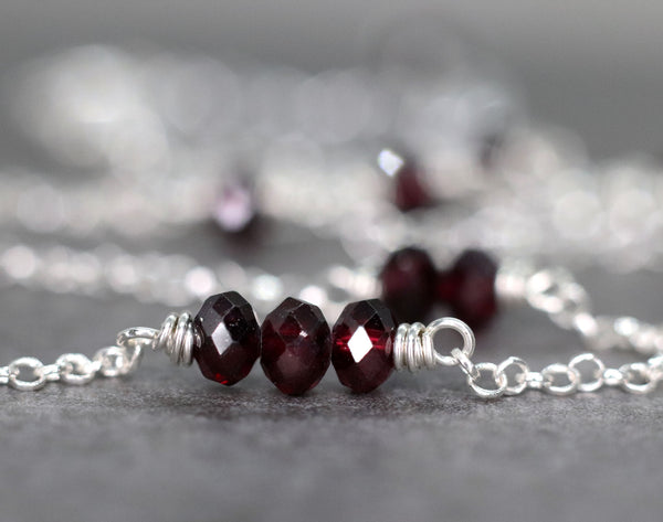 Red Garnet Chain Necklace / Choker