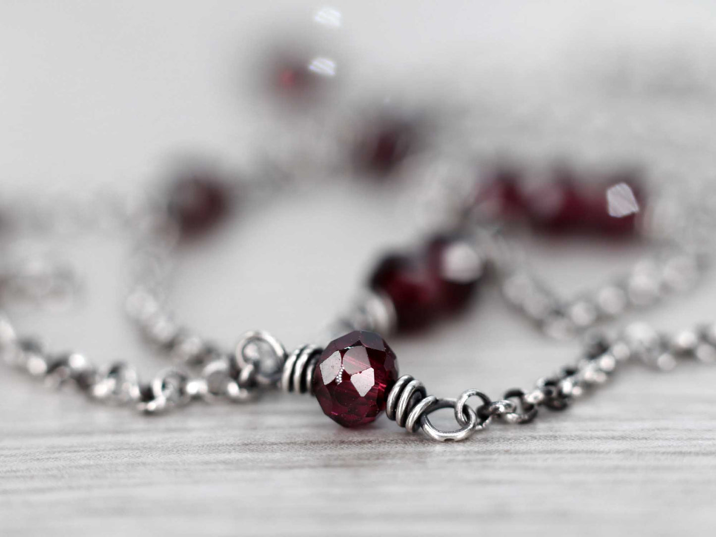 Red Garnet Chain Necklace / Choker