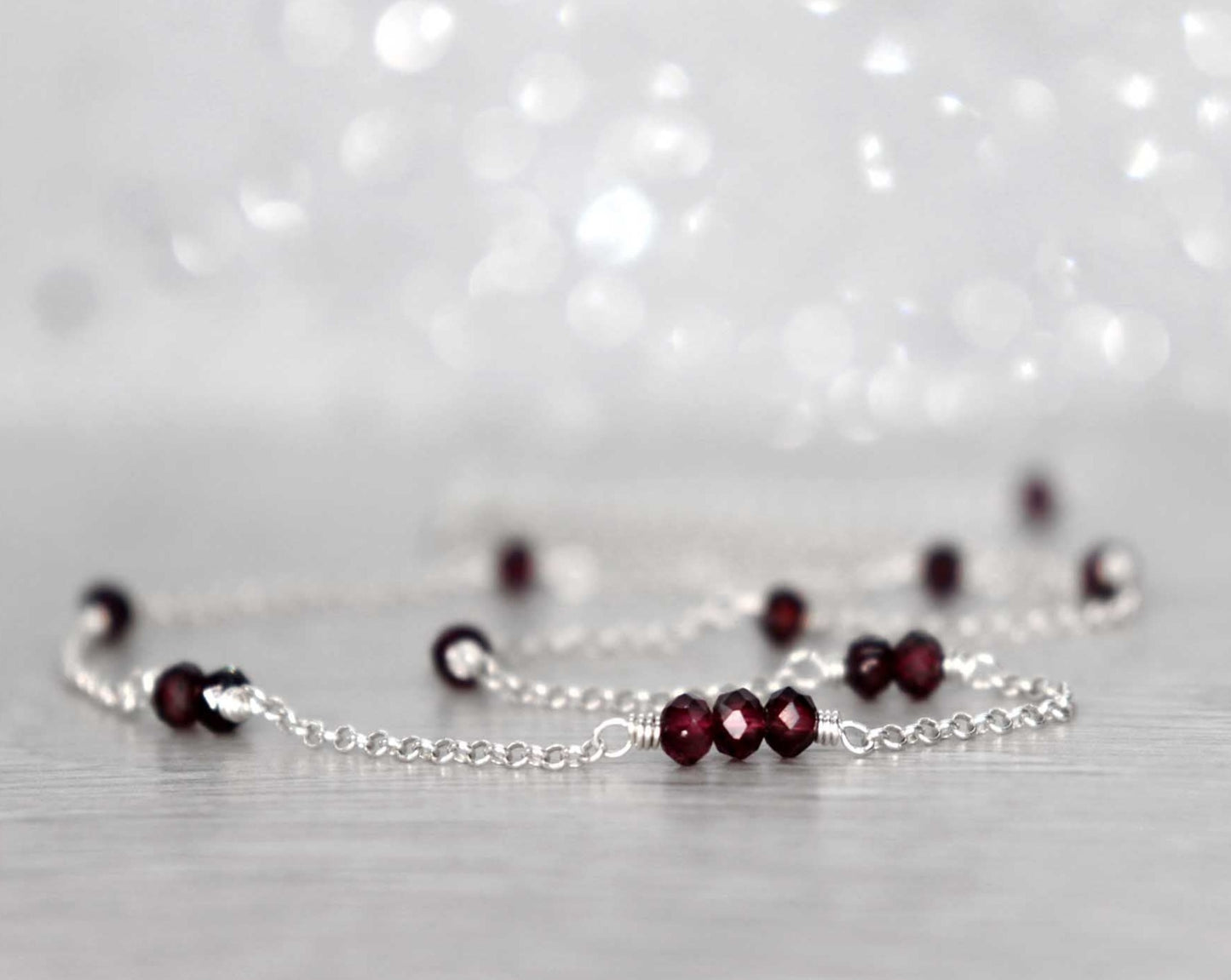 Red Garnet Chain Necklace / Choker