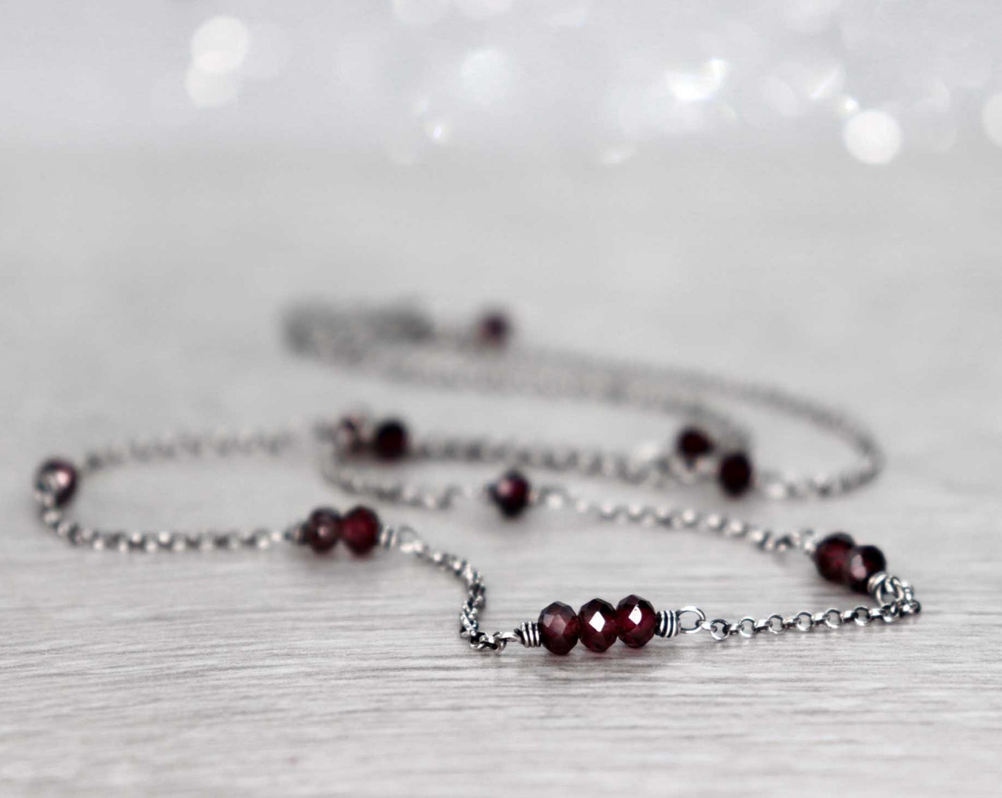 Red Garnet Chain Necklace / Choker