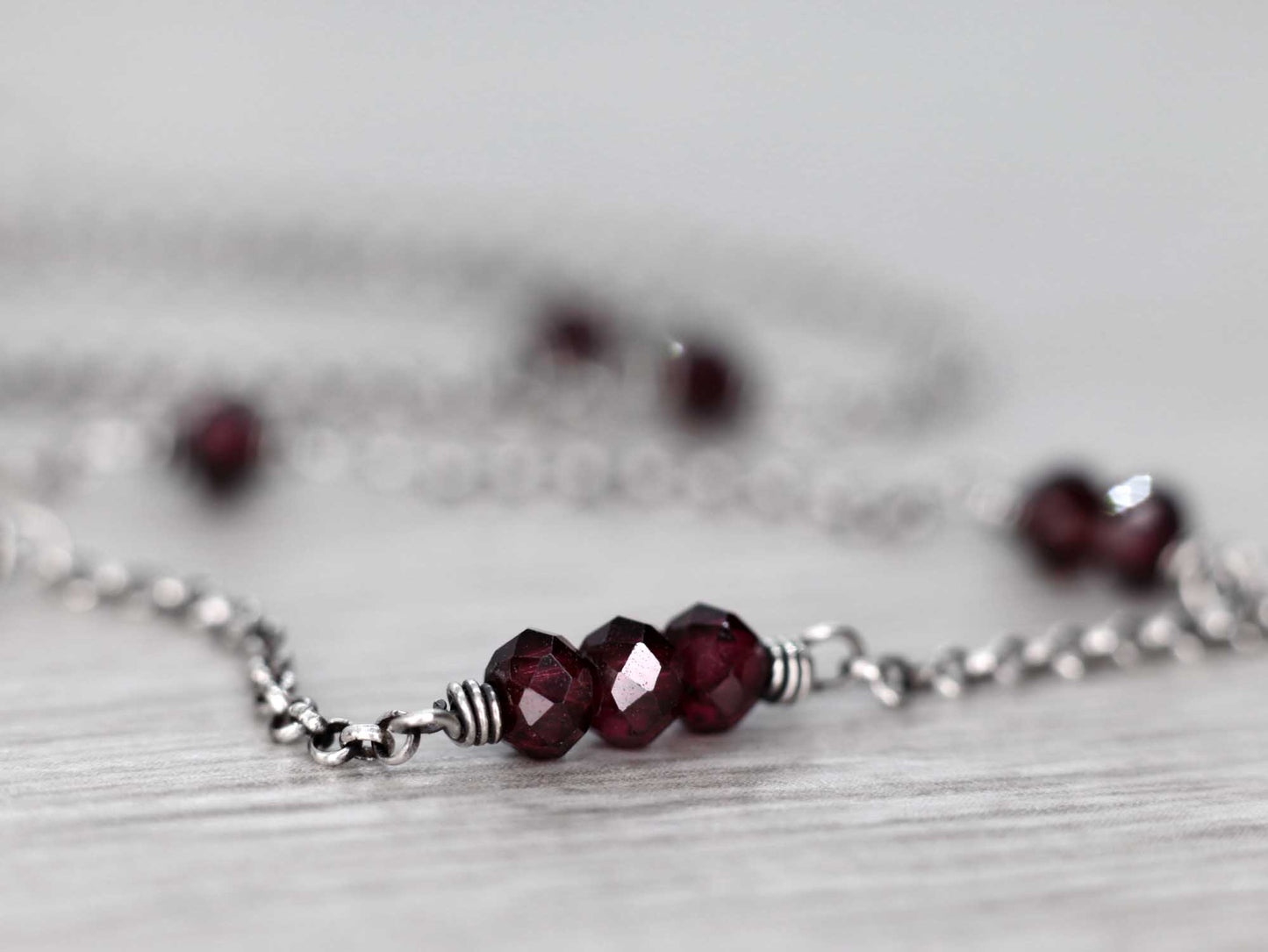 Red Garnet Chain Necklace / Choker