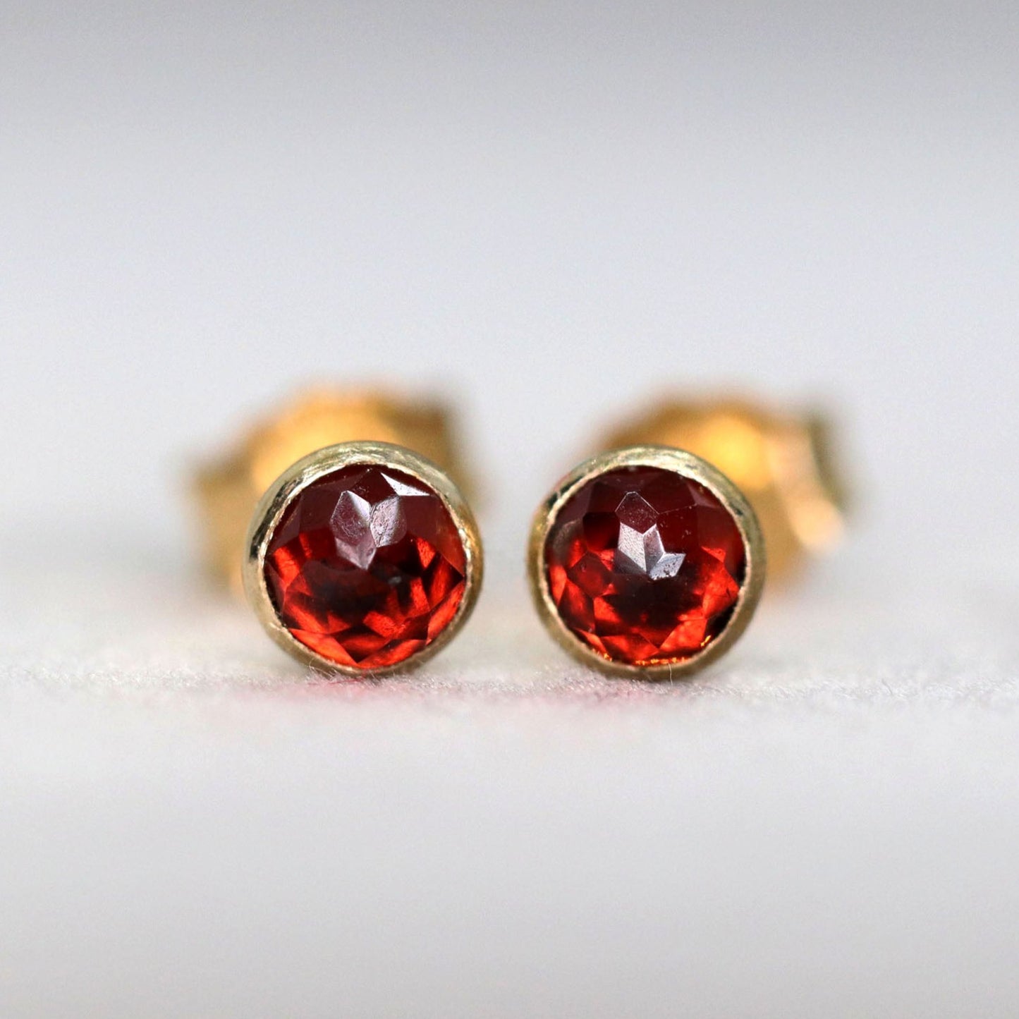 Rose Cut Garnet Stud Earrings