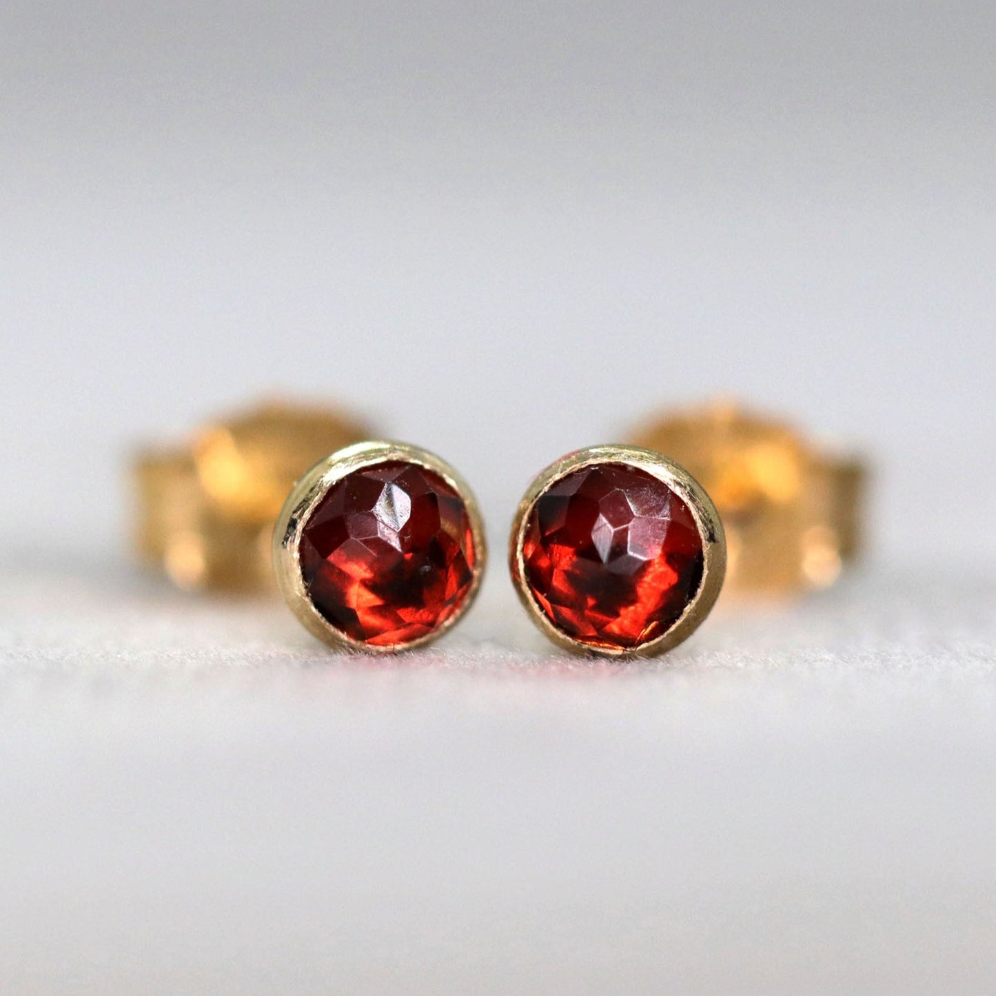 Rose Cut Garnet Stud Earrings