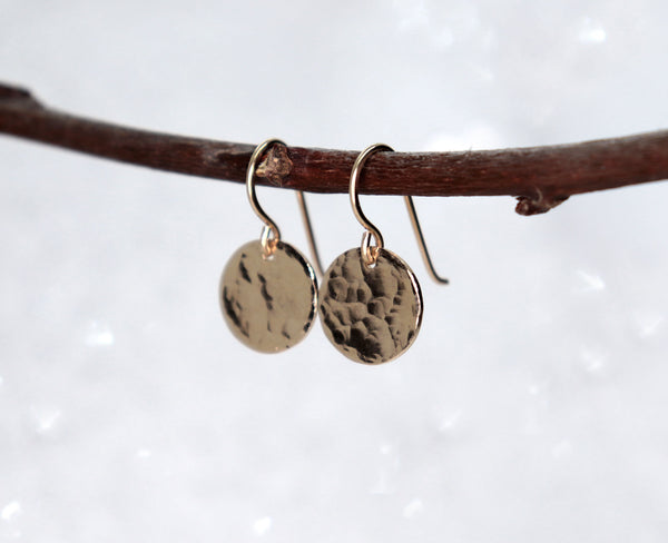 Small Hammered Gold Disc / Coin Earrings