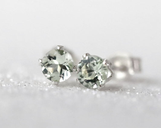 Green Amethyst Stud Earrings, February Birthstone