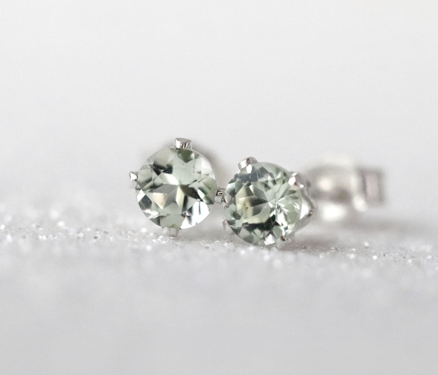 Green Amethyst Stud Earrings