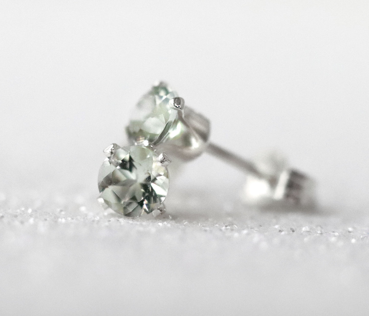 Green Amethyst Stud Earrings