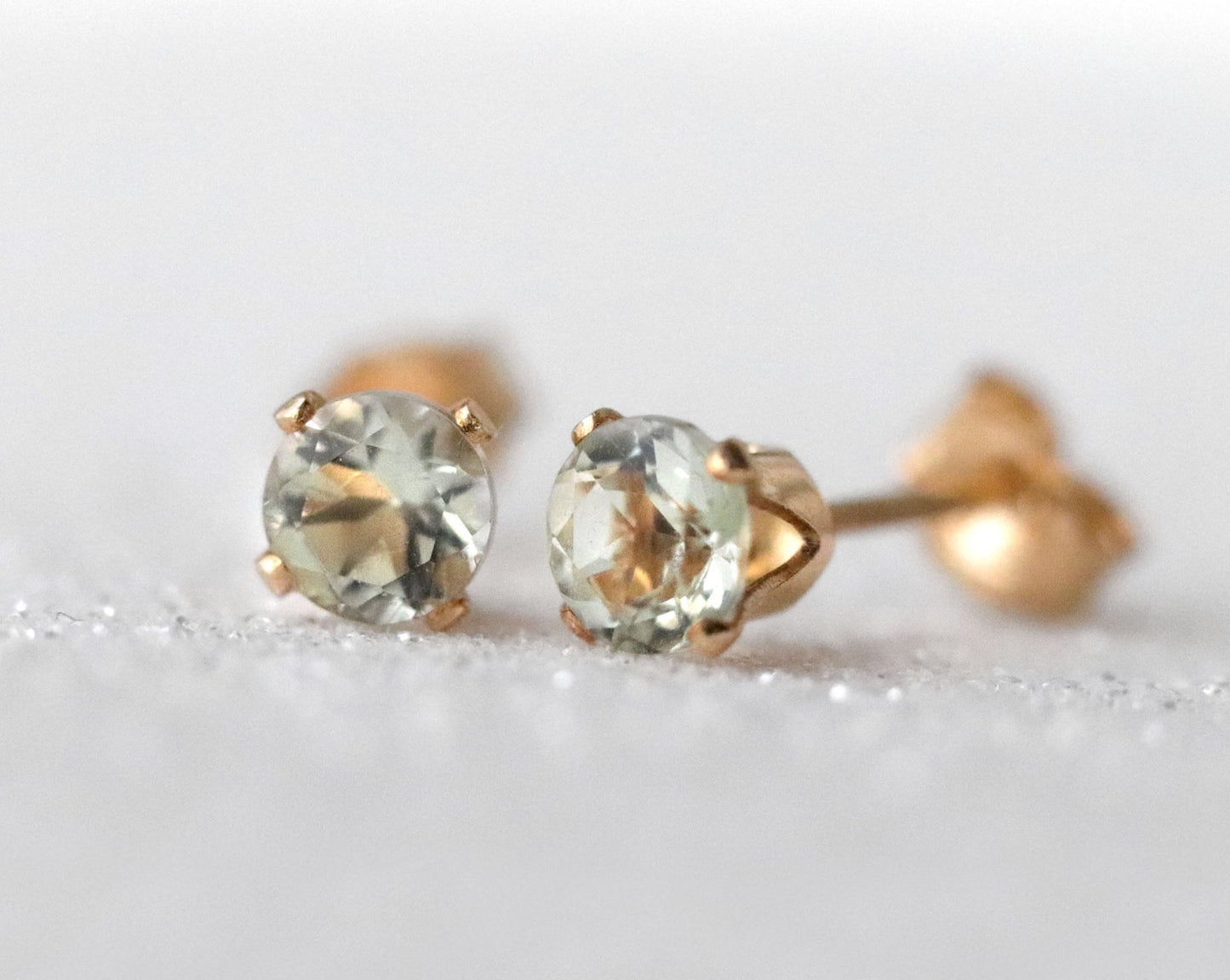 Green Amethyst Stud Earrings