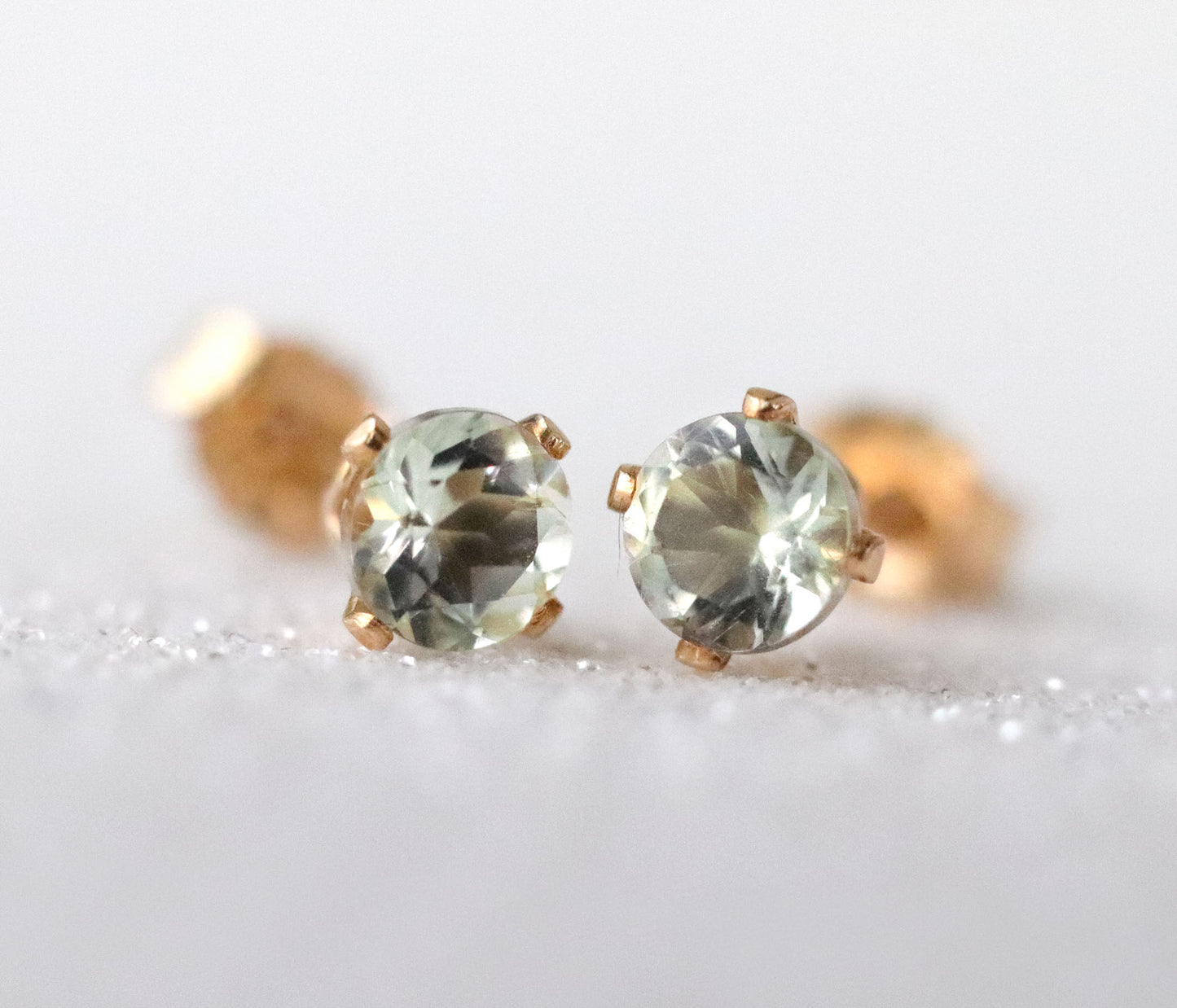 Green Amethyst Stud Earrings