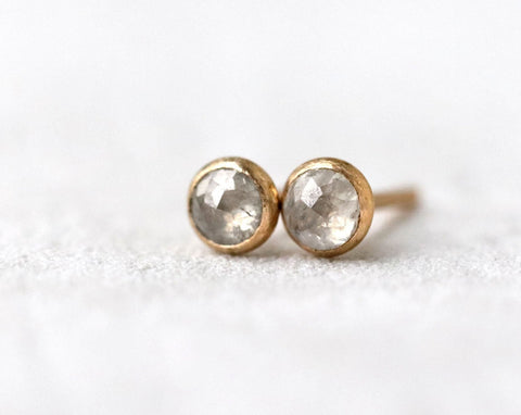 Tiny Grey Diamond Stud Earrings
