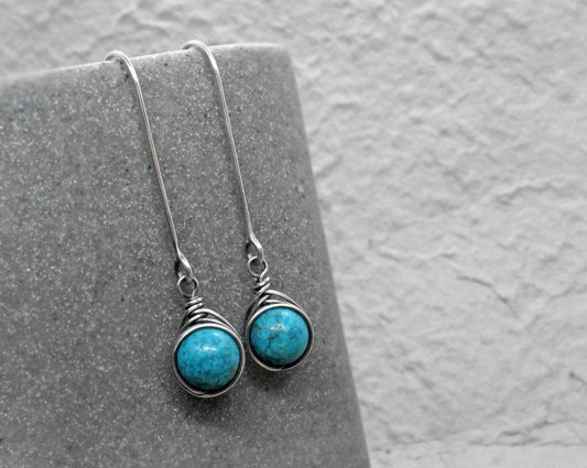 Long Dangle Turquoise Earrings