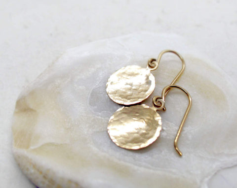 Hammered Gold Disc / Coin Earrings