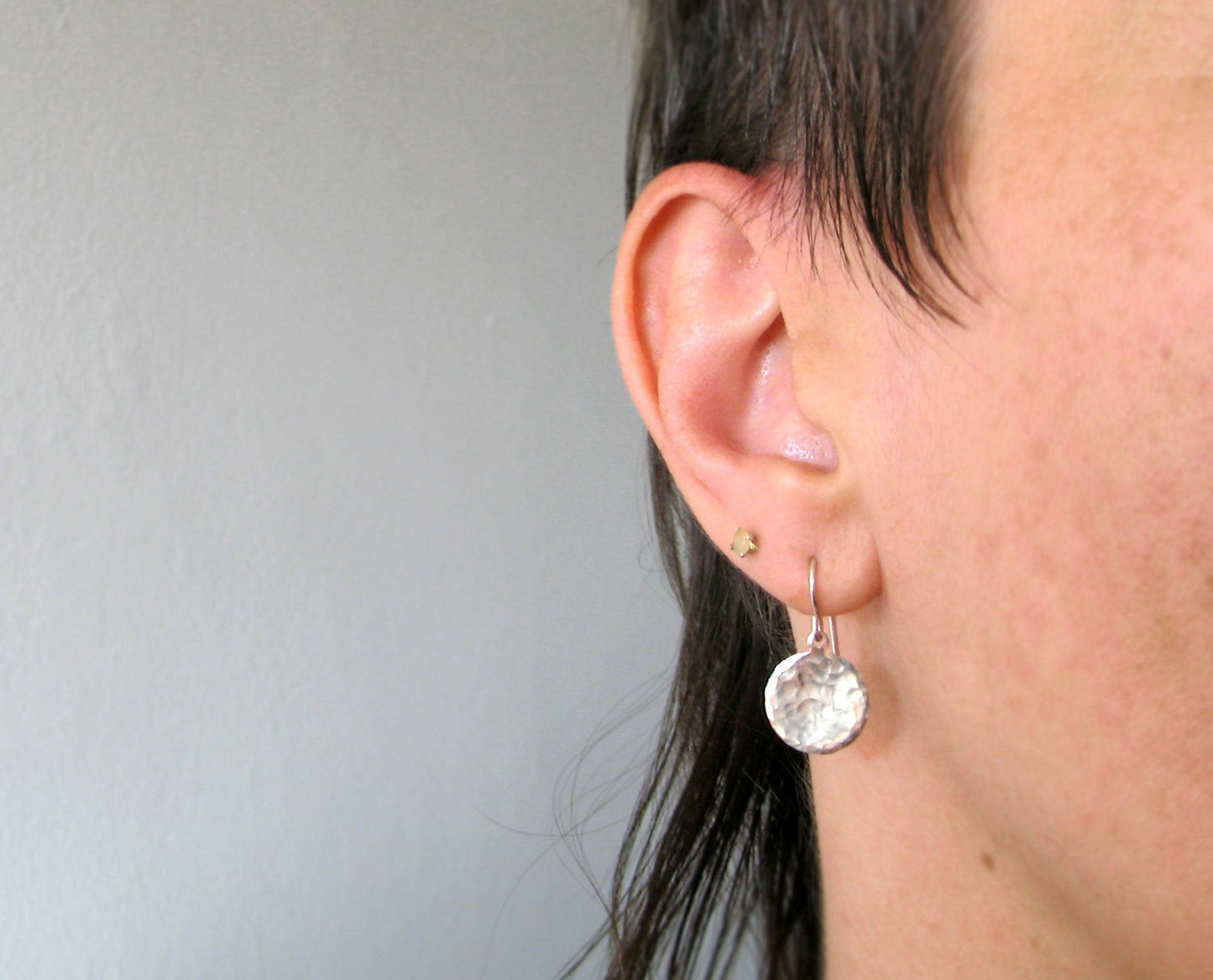 Hammered Sterling Silver Coin / Disc Earrings