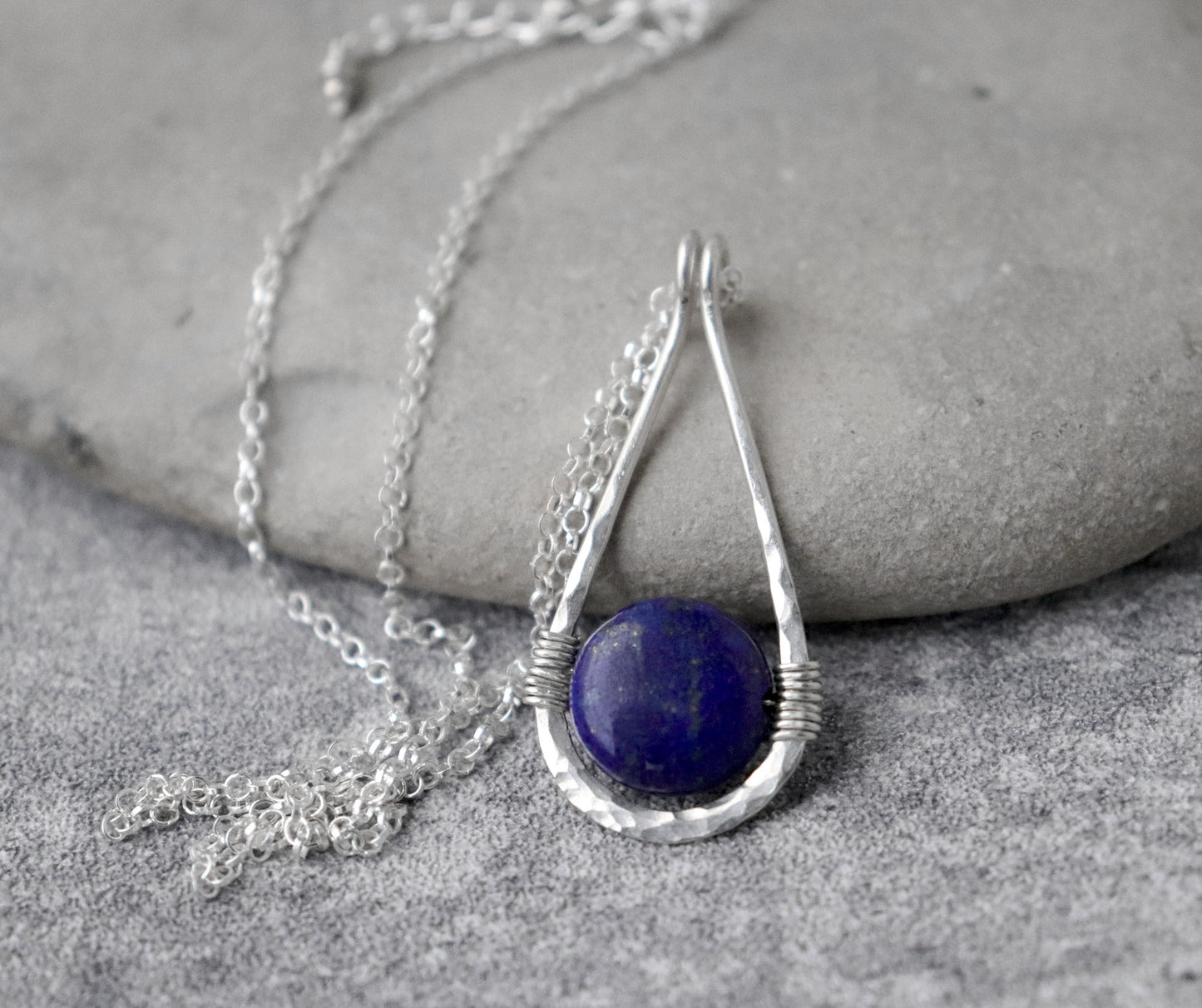 Lapis Lazuli Teardrop Pendant Necklace