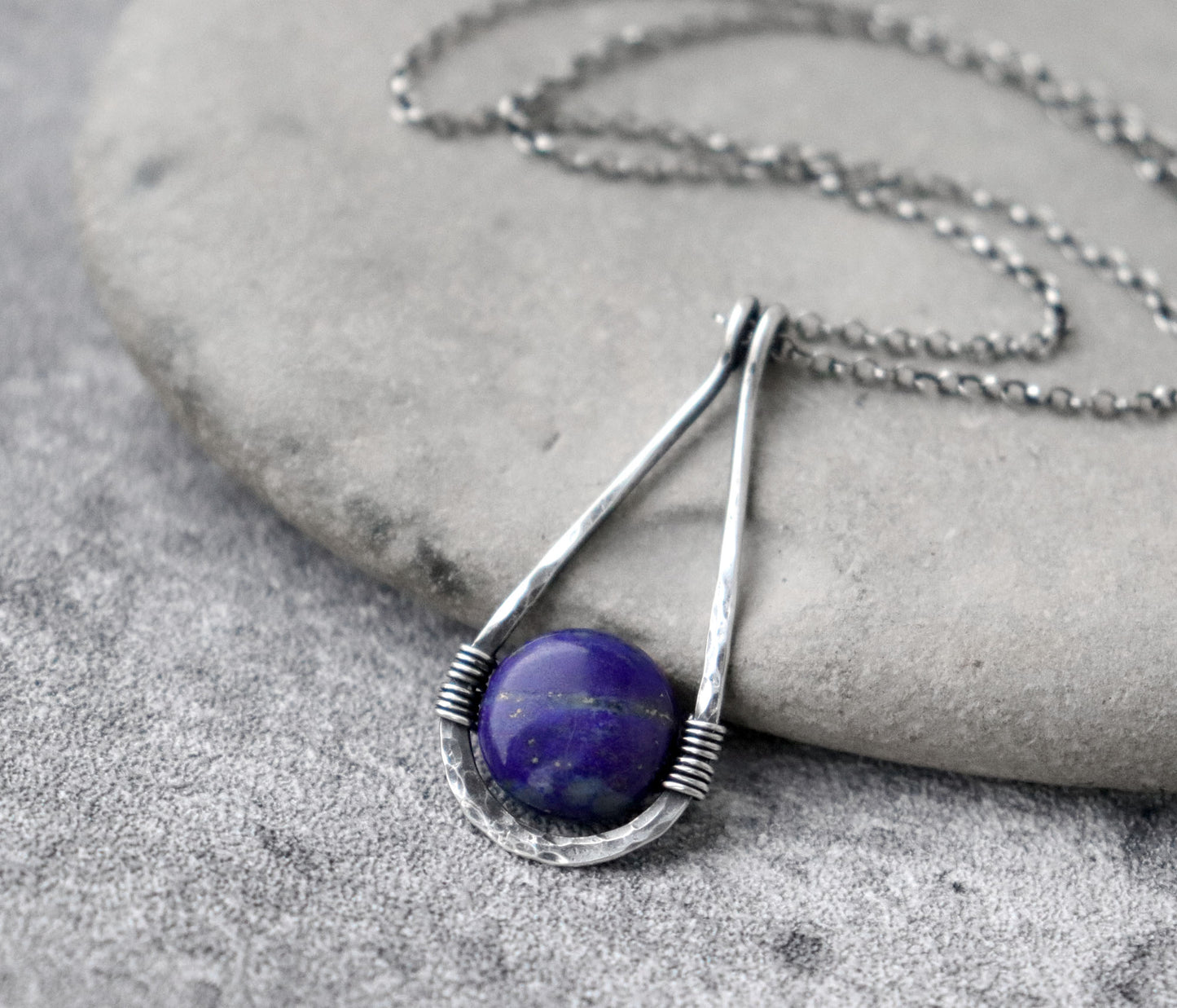 Lapis Lazuli Teardrop Pendant Necklace