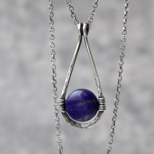 Lapis Lazuli Teardrop Pendant Necklace