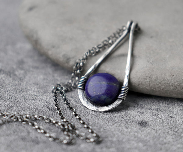 Lapis Lazuli Teardrop Pendant Necklace