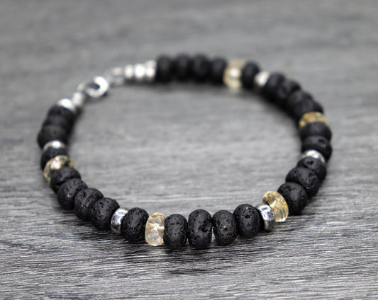 Lava Rock and Citrine Unisex Bracelet