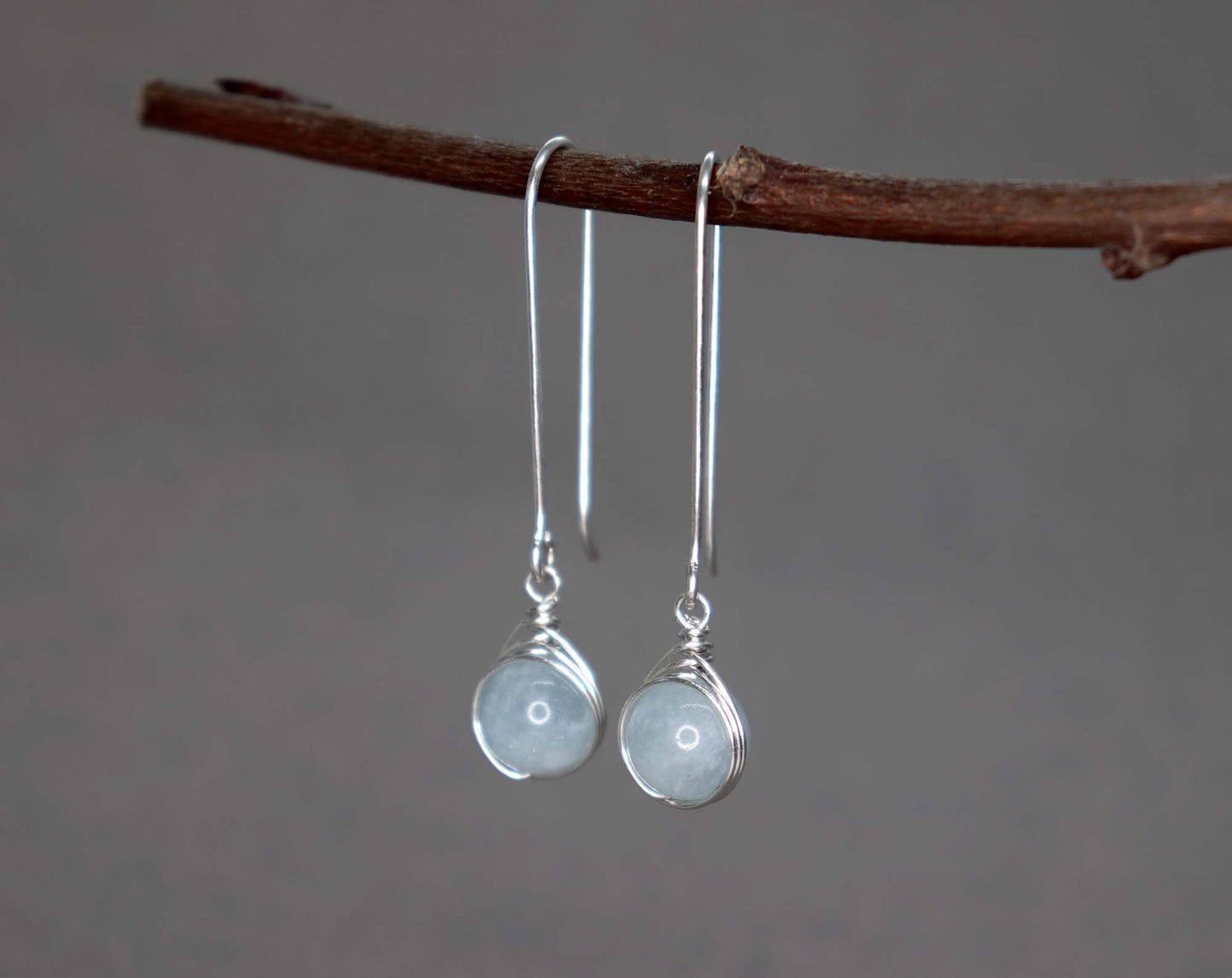 Long Aquamarine Earrings