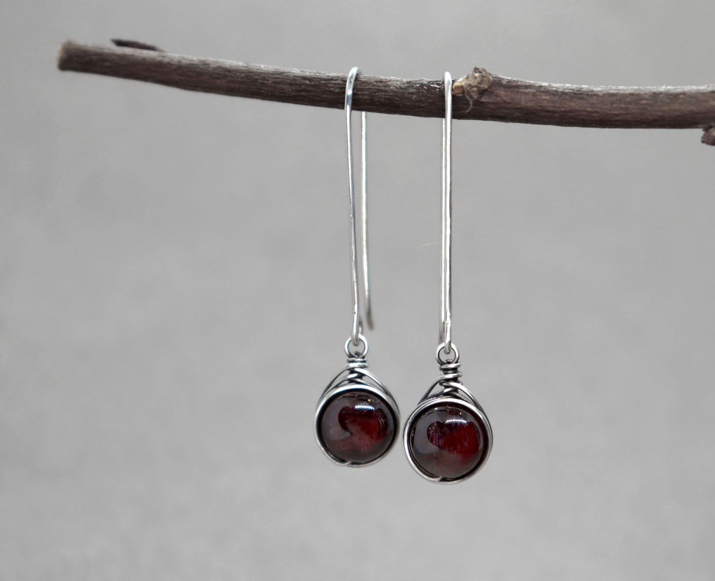 Long Garnet Earrings