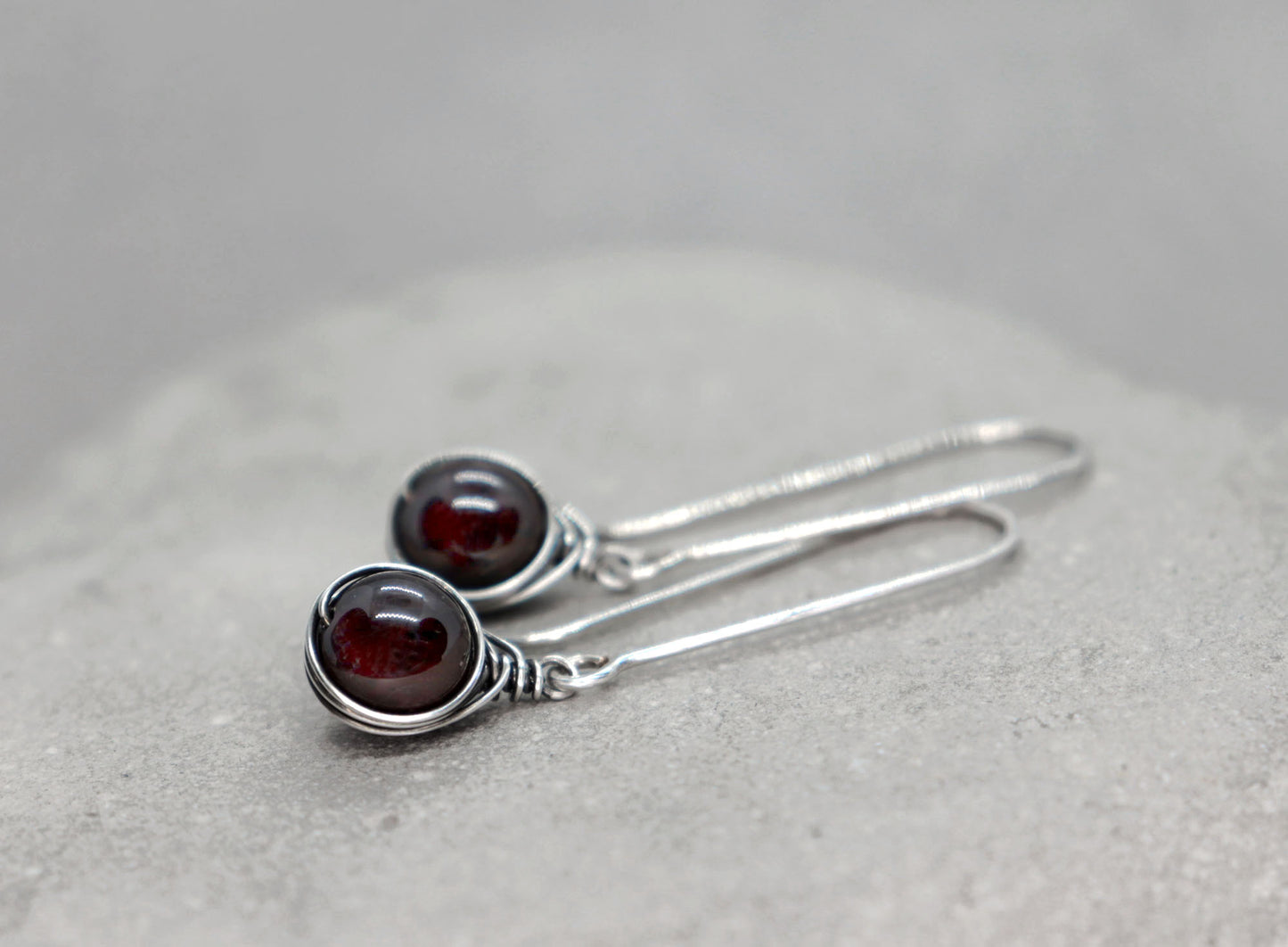 Long Garnet Earrings