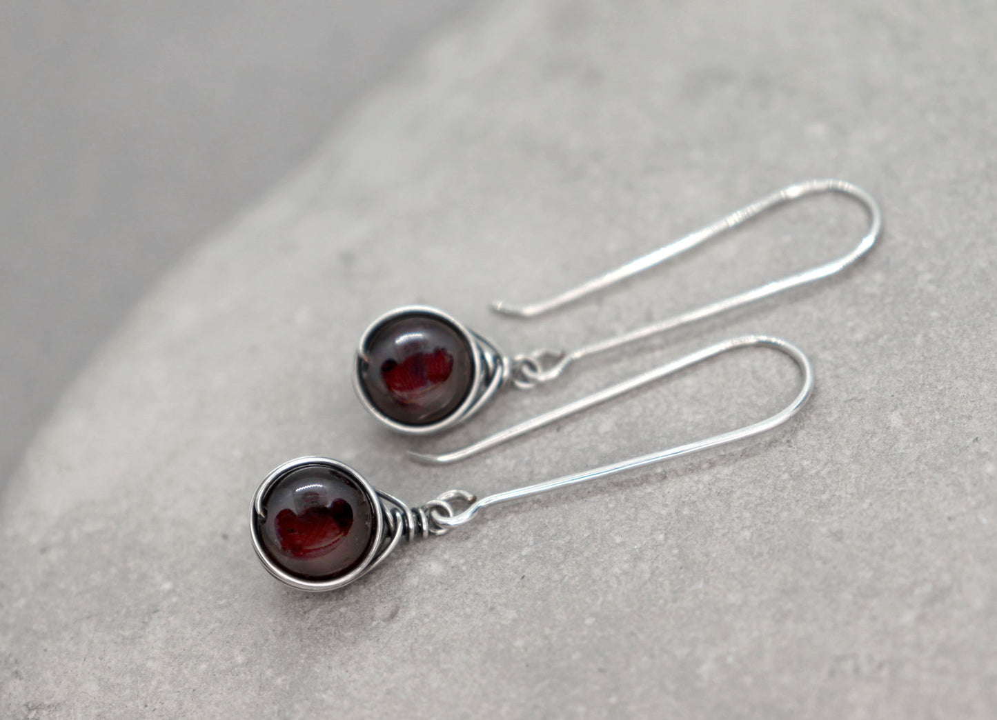 Long Garnet Earrings