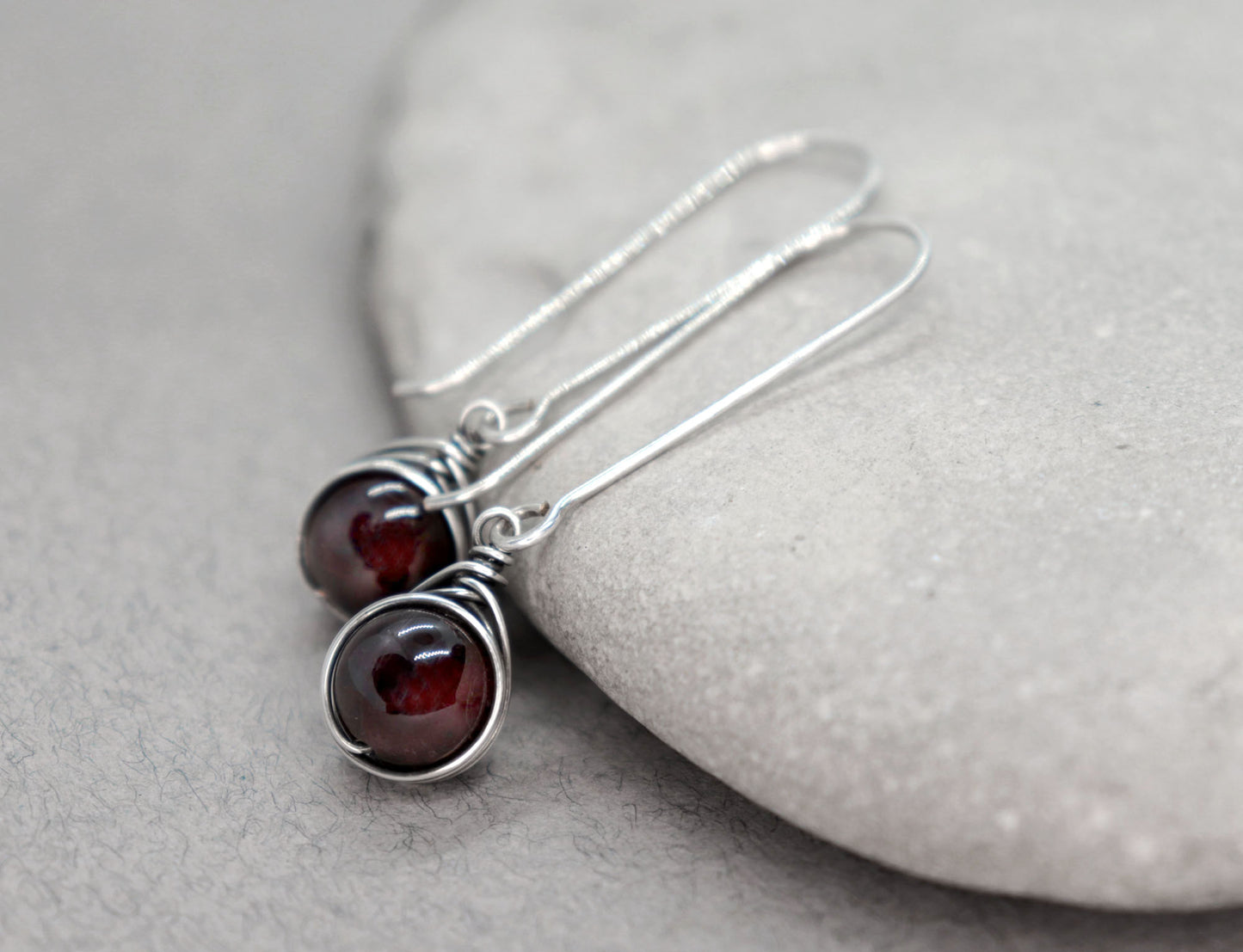 Long Garnet Earrings