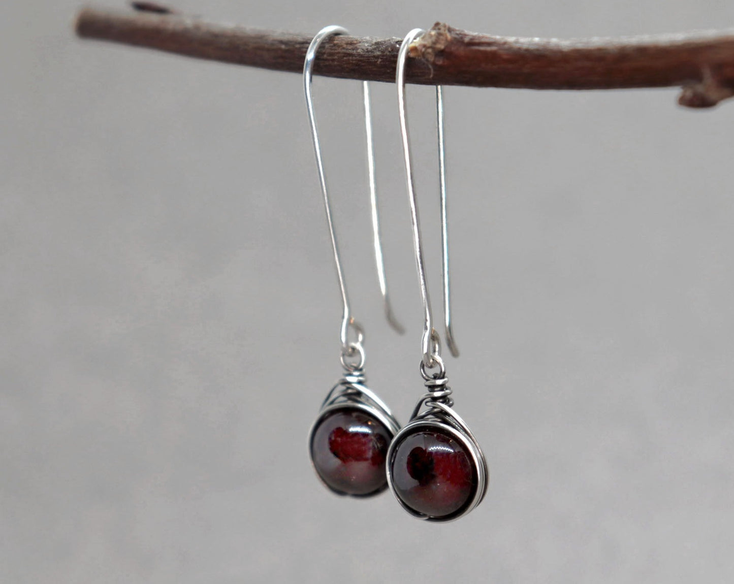 Long Garnet Earrings