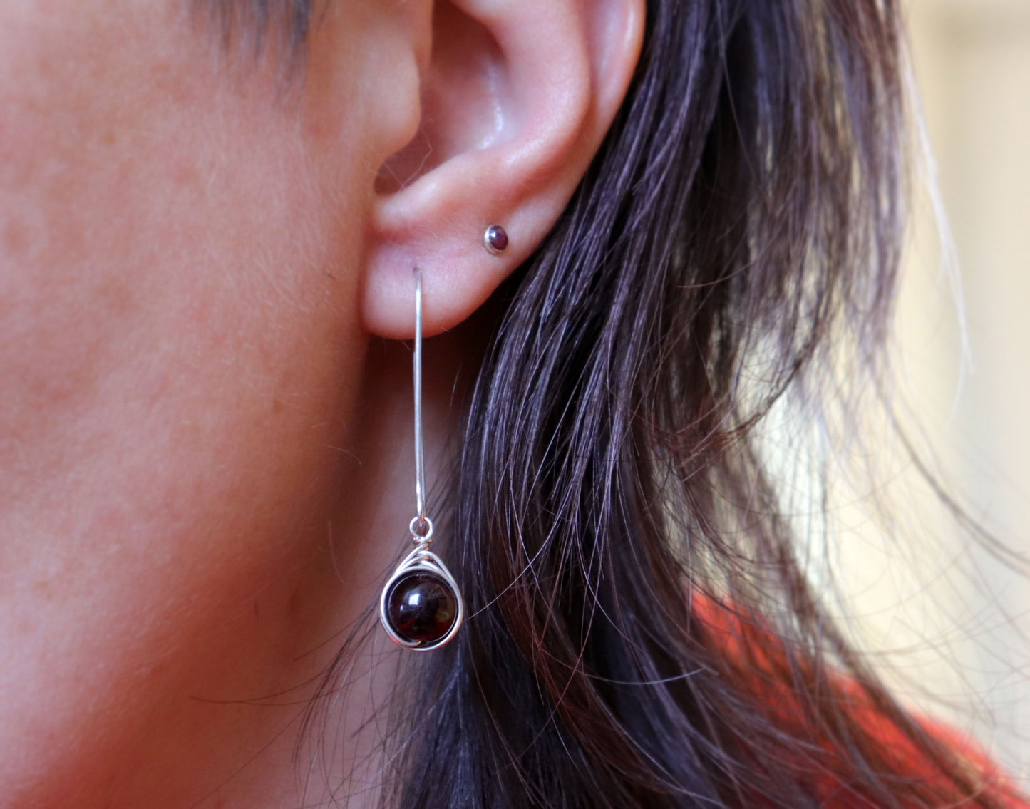 Long Garnet Earrings