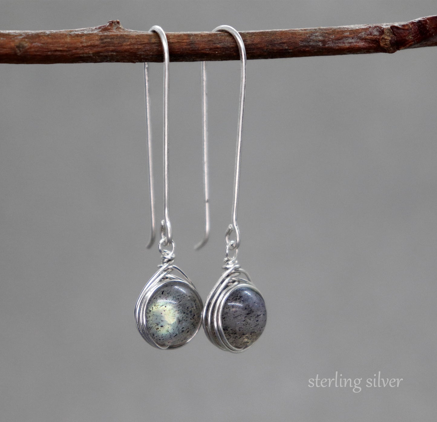 Labradorite Long Dangle Earrings