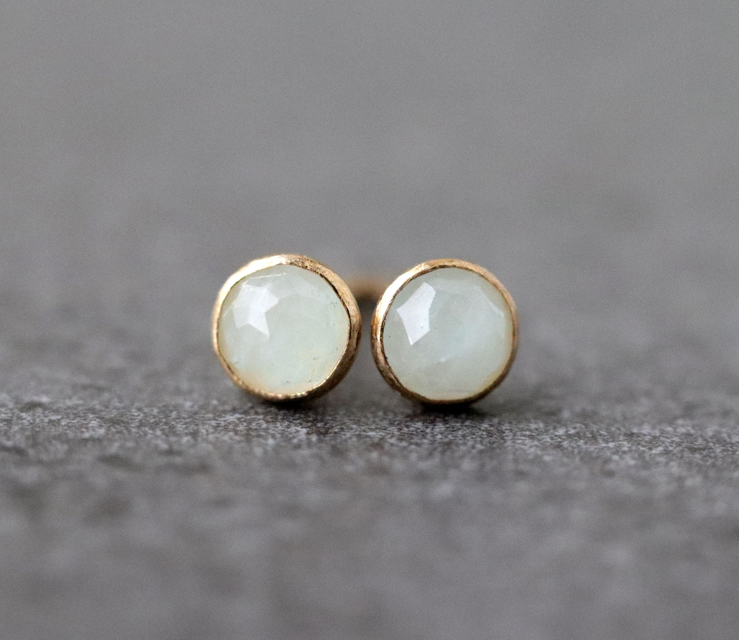 Pastel Blue Misty Aquamarine Stud Earrings