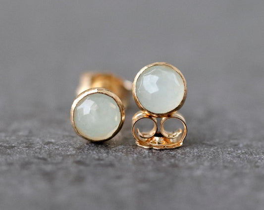 Pastel Blue Misty Aquamarine Stud Earrings