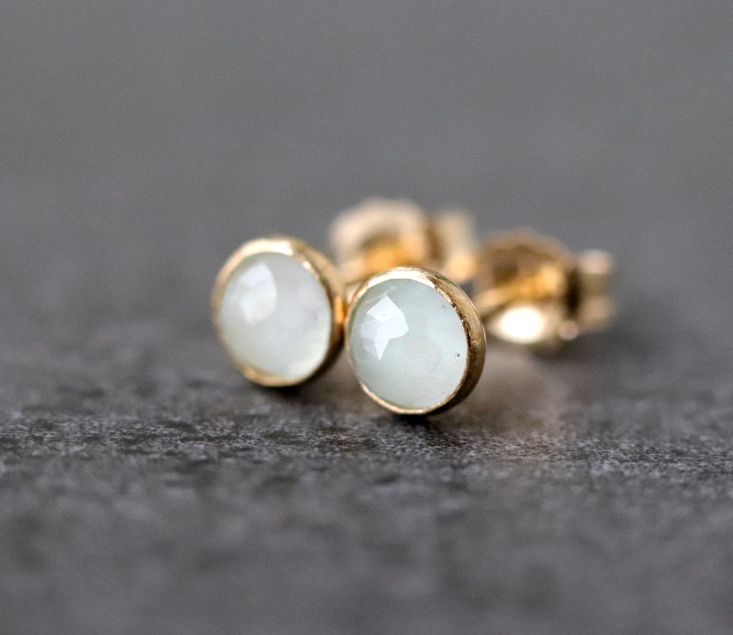 Pastel Blue Misty Aquamarine Stud Earrings