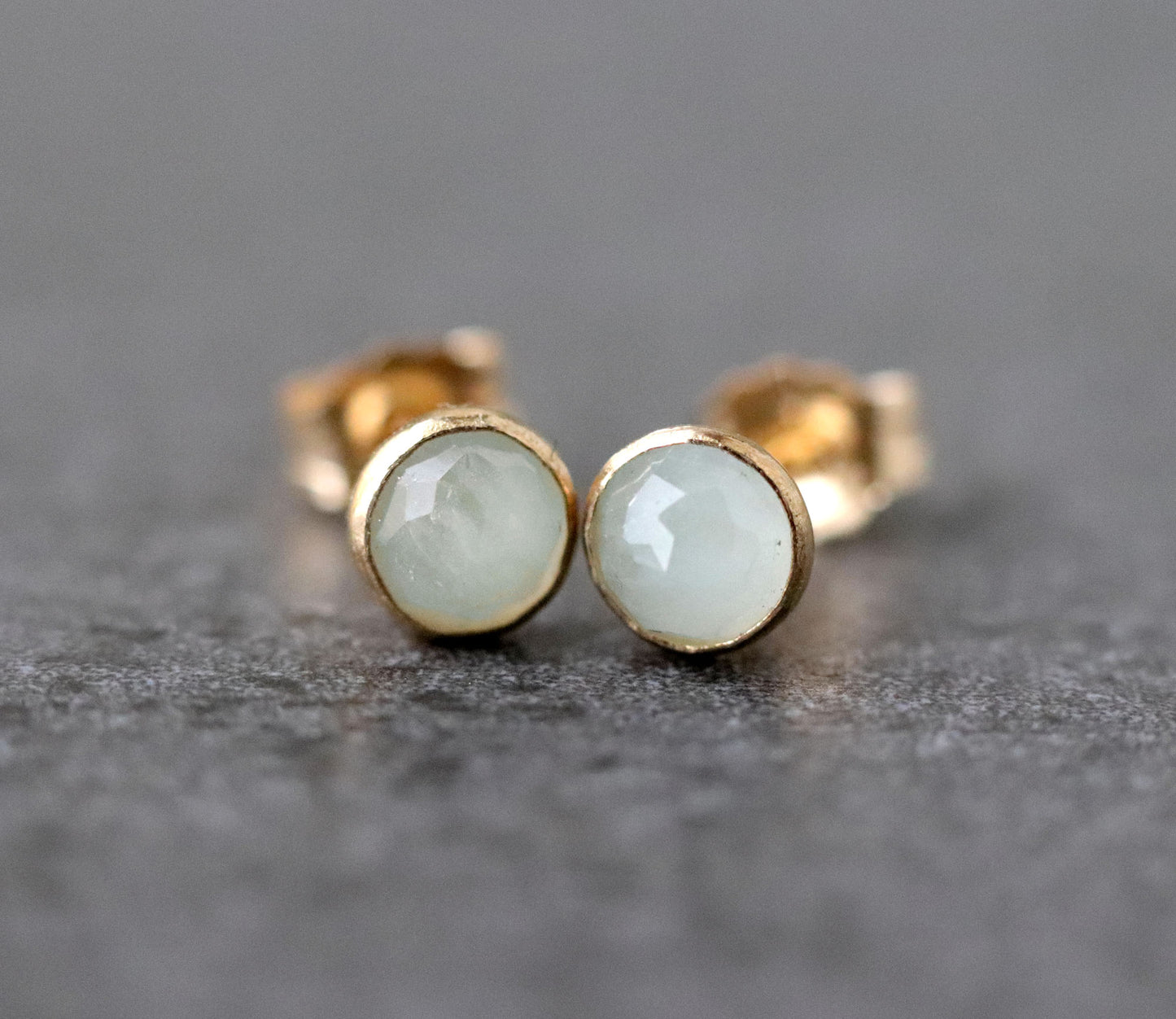 Pastel Blue Misty Aquamarine Stud Earrings