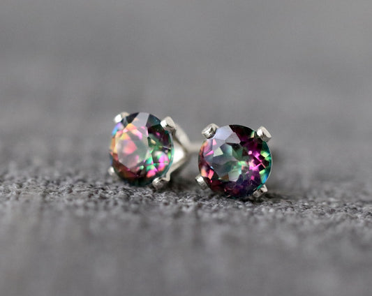 Mystic Fire Topaz Stud Earrings