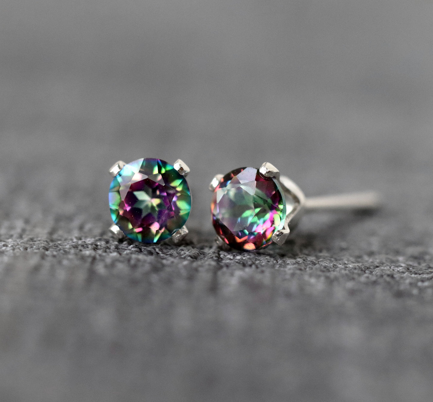 Mystic Fire Topaz Stud Earrings